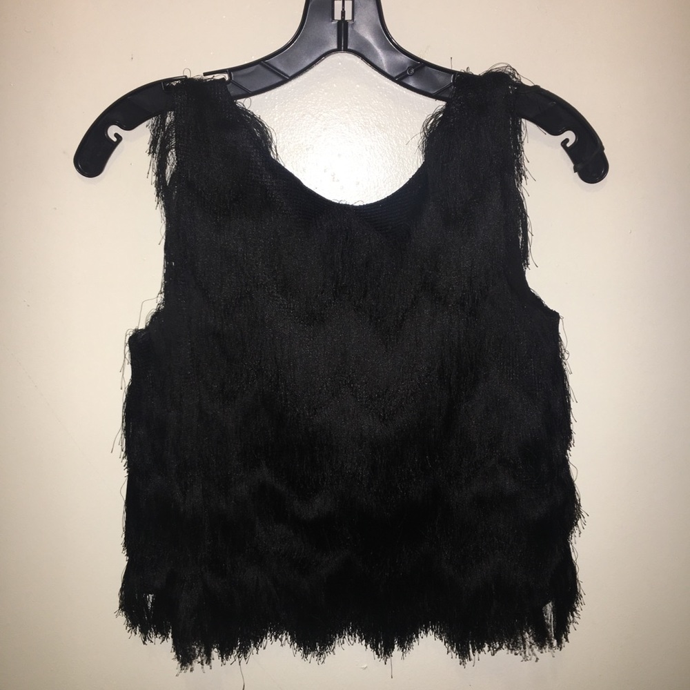Black dressy fringe top